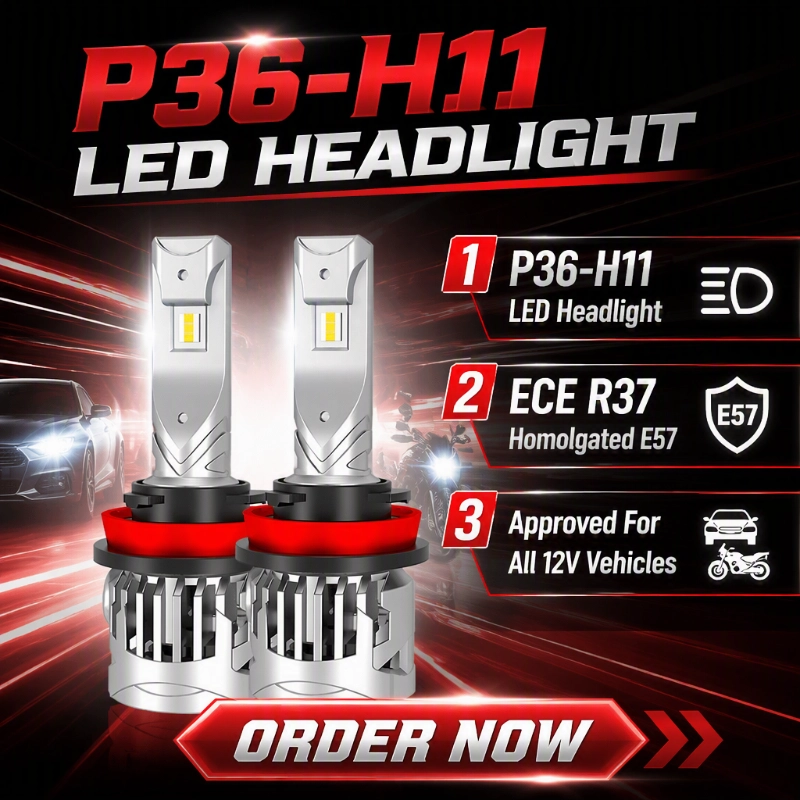 Luxfighter ने ECE R37-प्रमाणित P36 H11 LED हेडलाइट बल्ब लाँच केला